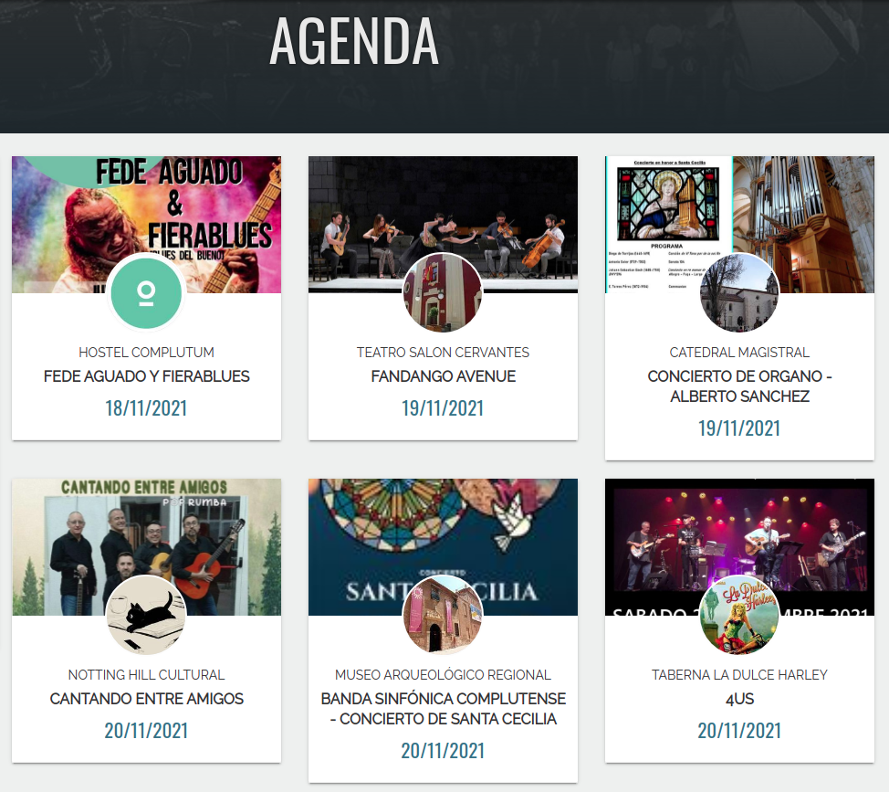 AGENDA MUSICAL 18 AL 21 DE NOVIEMBRE