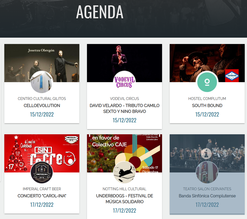 AGENDA MUSICAL 15 AL 18 DE DICIEMBRE