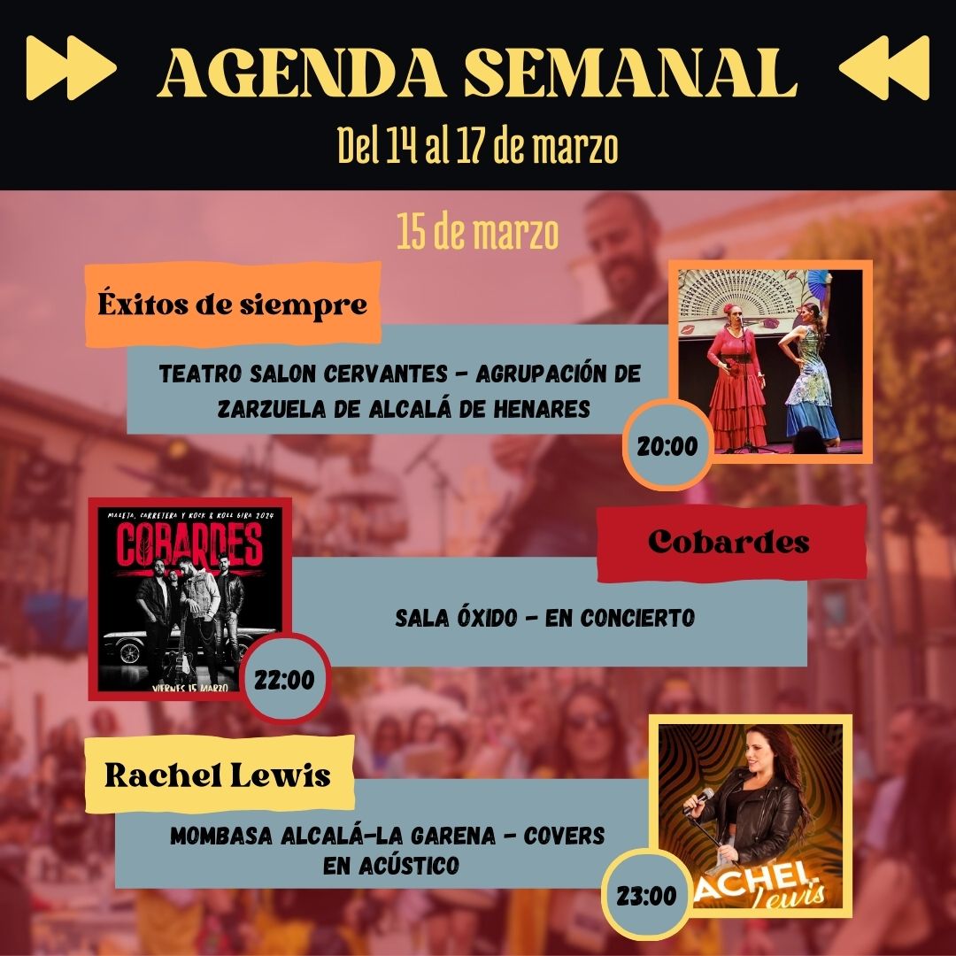 AGENDA MUSICAL DEL 14 AL 17 DE MARZO